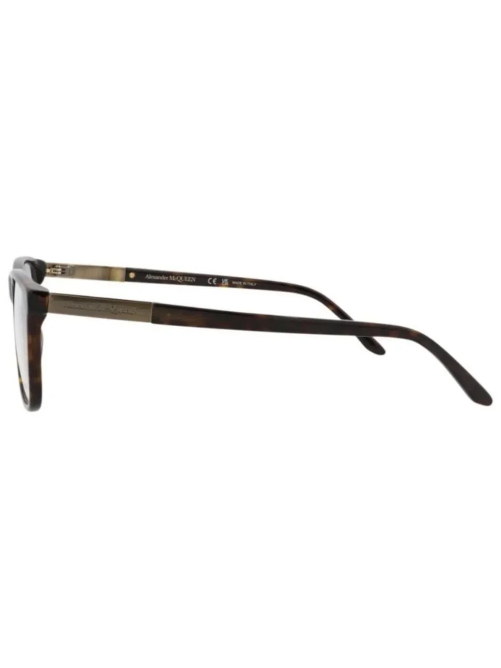 New Alexander McQueen Mens Square/Rectangle Havana Gold Transparent Fashion Desi